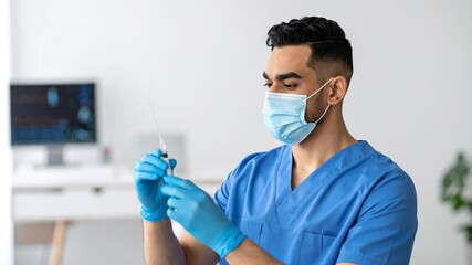 Focused Healthcare Provider Preparing Syringe for Injection in Clinical Setting