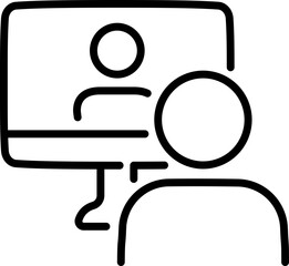 Video call communication online icon - Editable Stroke SVG, fully scalable.