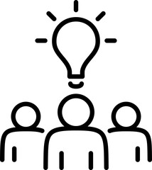 Team brainstorming idea bulb icon - Editable Stroke SVG, fully scalable.