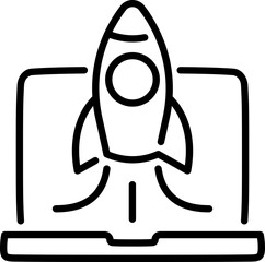 Digital startup launch rocket icon - Editable Stroke SVG, fully scalable.