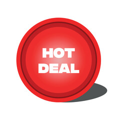 Hot Deal Logo – Red Badge Isolated on White Background