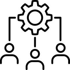 Workflow management teamwork gear icon - Editable Stroke SVG, fully scalable.