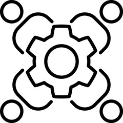 Teamwork gear collaboration icon - Editable Stroke SVG, fully scalable.
