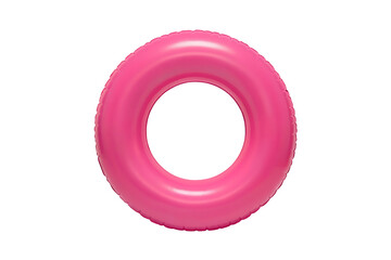 Vibrant Pink Inflatable Swim Ring Summer Pool Floatation Device Isolated on Black Background Perfect for Vacation Designs