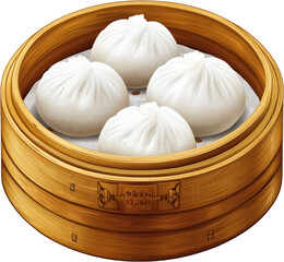 Steamed Dumplings in Bamboo Steamer Basket
