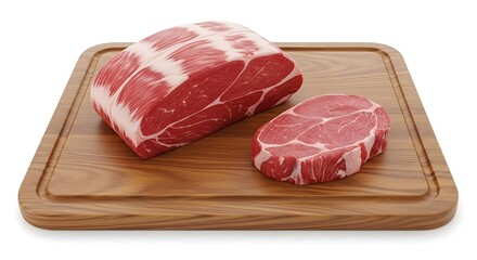 Butcher's Select: Uncooked Beef on Hardwood, A Culinary Invitation