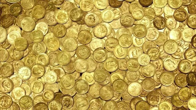 Pile of Gold Coins in Rotation