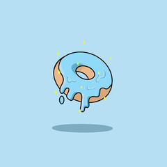 Vector Illustration of a Donut With Melting Blue Cream – Sweet, Colorful, and Eye-Catching.

