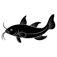 Elegant Black and White Catfish Illustration