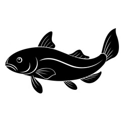 Elegant Black and White Fish Illustration  A Stylish Aquatic Design