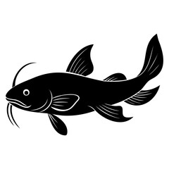 Elegant Black and White Catfish Illustration