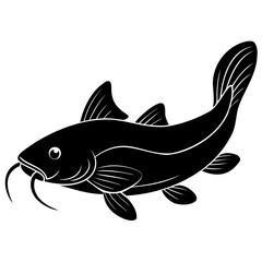 Elegant Black and White Catfish Illustration