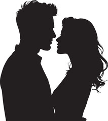 Silhouette of Romantic Embrace: A tender and intimate moment captured in silhouette, depicting a couple in a loving embrace, their profiles gently touching, symbolizing connection and affection.