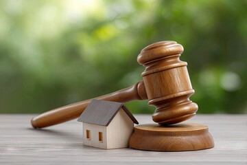Gavel resting on a house likely representing foreclosure
