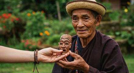 Fototapeta premium Hand offering help to elderly person outdoors