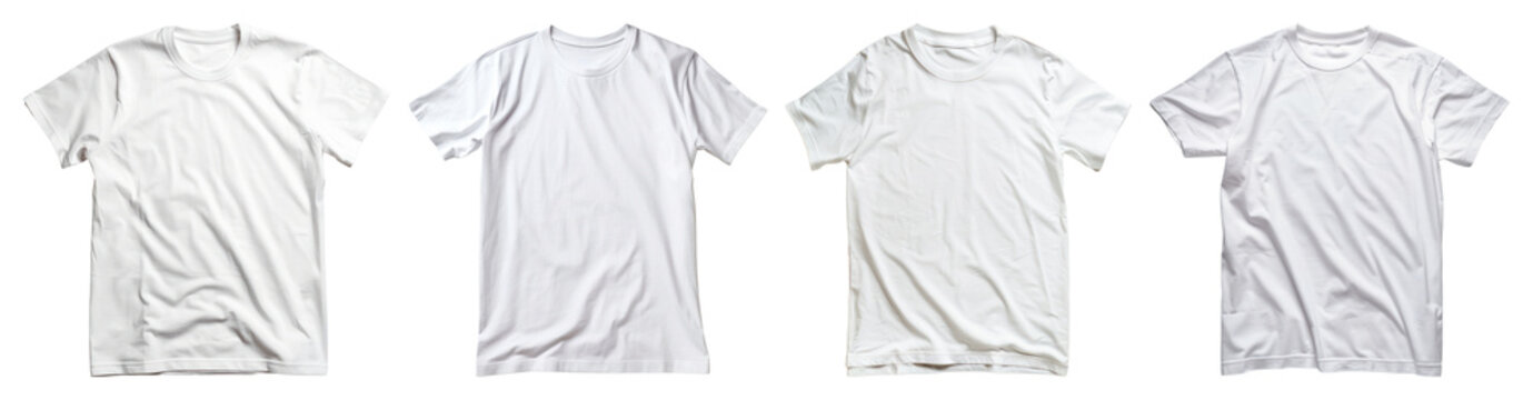PNG Variety white t-shirt designs, element set on transparent background