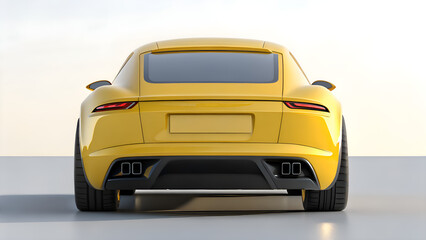 Fototapeta premium Back view of futuristic sports yellow car