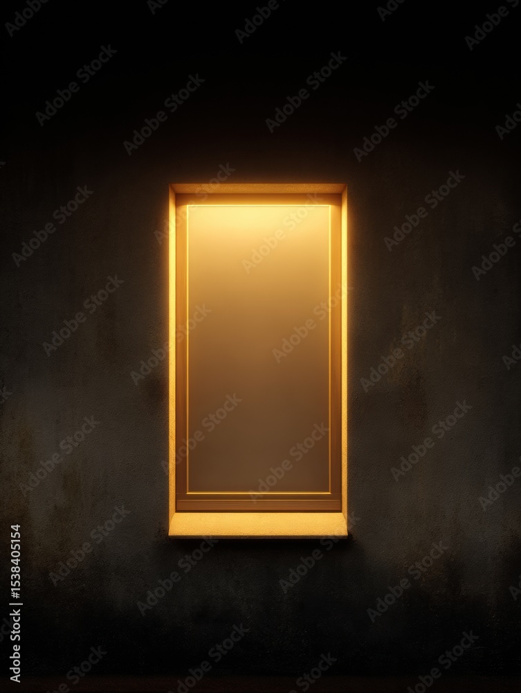 Aufkleber Symbolic Closed Window With a Soft Glow Illuminating a Dark Interior Space Creating a Mysterious Ambiance at Dusk