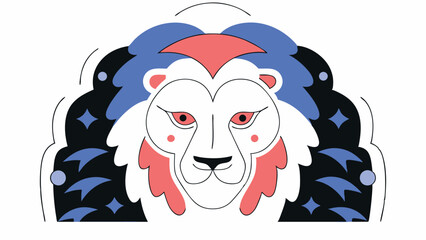 Stylized Lion Head with Cosmic Background