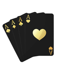 Suit Cards, Card Symbols, Black, Gold, Vip, Casino, Playing Cards, Realistic Design, Success, Vector