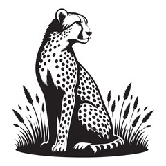 Cheetah sitting in grass vector images