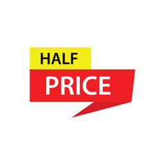 Vector illustration of half price tag. Half price tag.