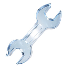 Transparent Glass Wrench Icon 3D Render Repair Tool