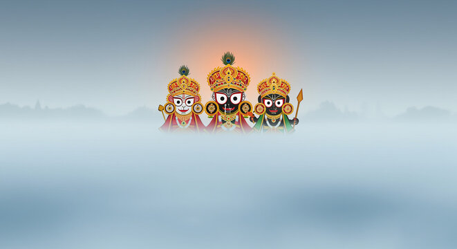 Rath Yatra car festival in Puri, Orissa, IndiaRath Yatra means Chariot Festival. with text subh rath yatra means happy rath yatra, peoples are celebrating the festival