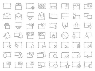 Set of pillow line icons. Comfortable pillows for sleep. Vector illustration.