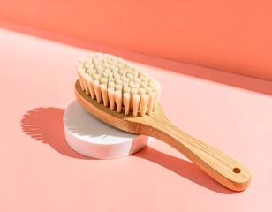 Elegant Wooden Hairbrush Featuring Textured Bristles for Effortless Hair Detangling
