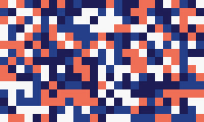 Abstract pixel art background.  Vibrant coral, navy, and white squares create a dynamic, modern design. Perfect for websites, presentations, or textile prints.