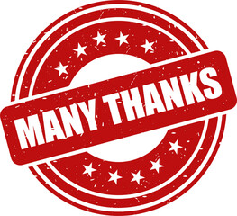 Many thanks red stamp, Round vintage rubber stamp