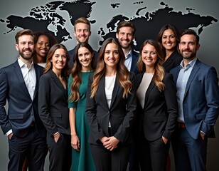 Diverse team of business professionals posing together