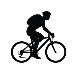 Fototapeta premium Silhouette of Cyclist Riding Mountain Bike Adventure, Sport, and Freedom