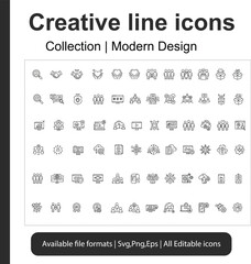 Modern Creative Line Icons Collection SVG, PNG, EPS, Editable
