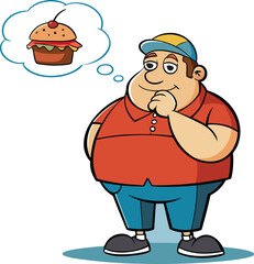 Obraz premium : Overweight Man Dreaming of Fast Foo