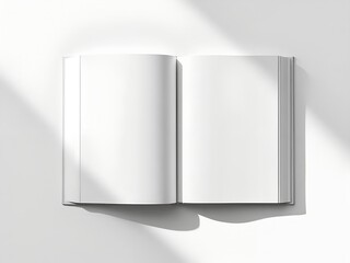 Open blank book mockup with clean pages on white background