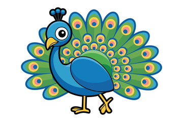 Fototapeta premium Elegant Peacock in Decorative Vector Style