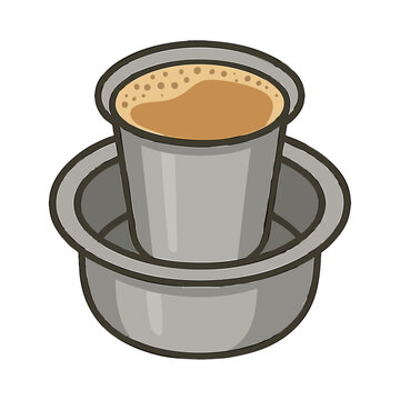 South Indian Filter Coffee Vector Isolated on Transparent PNG Background