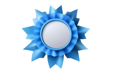 Isolated blue ribbon rosette award achievement success winner badge prize