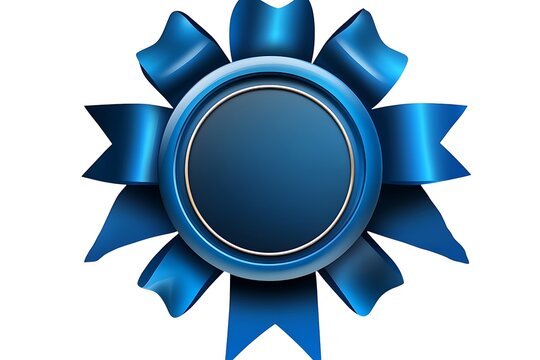 Elegant blue ribbon award badge vector graphic for certificate design asset