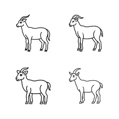 Black outline illustration of four goats showing different horn and head shapes on white