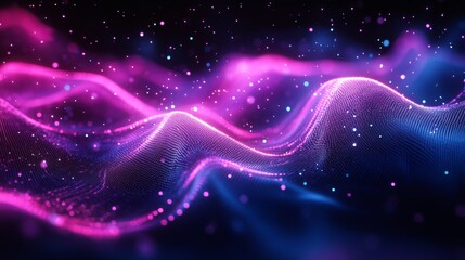 Futuristic high-tech digital background with abstract glowing particle mesh grid, modern virtual data flow, and innovation concept in blue light tones




