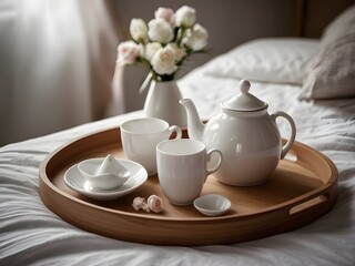 Fototapeta premium breakfast on a bed