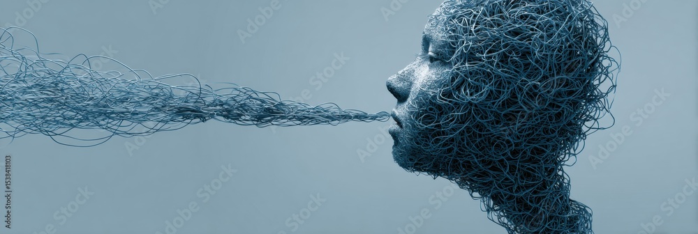 Poster Tangled Thoughts Transforming Into Serene Lines Amidst a Tranquil Backdrop of Calm Colors