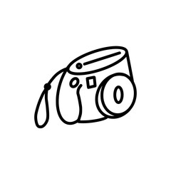 Compact Camera Icon with Wrist Strap &ndash; Line Art Style