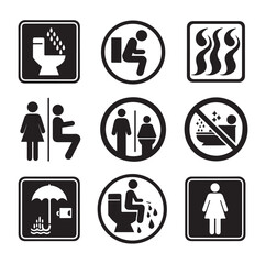 set toilet sign symbol icon  bathroom outline sig Restrooms for men and women, vecto