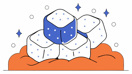 Sweet Cubes of Sugar on Orange Background