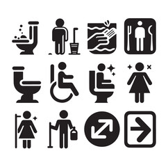 set toilet sign symbol icon  bathroom outline sig Restrooms for men and women, vecto