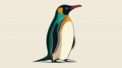 Colorful Penguin Illustration, Calm, Isolated, Zoo, Stock Photo, Educational, Nature, Wildlife, Art